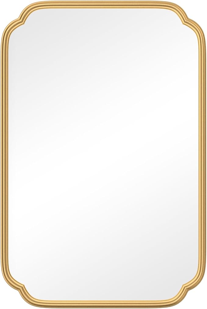 Gold Bathroom Mirror for Wall 20" x 30" Modern Rounded Corner Rectangle Mirror - Image 9