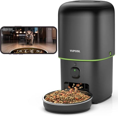 Automatic Cat Feeder with Camera - 5G WiFi Auto Cat Food Dispenser by Yuposl