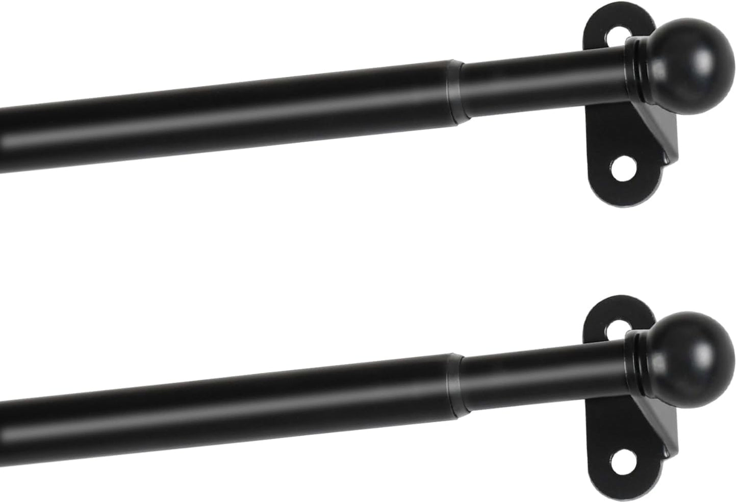 Cafe Curtain Rod 18-30 Inch, 1/2" Diameter, Door Curtain Rod, Black | Adjustable Small Curtain Rods for Windows, French Door, Screws Mounted with Brackets