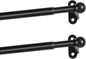 Cafe Curtain Rod 18-30 Inch, 1/2" Diameter, Door Curtain Rod, Black | Adjustable Small Curtain Rods for Windows, French Door, Screws Mounted with Brackets