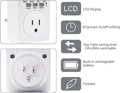 Digital Plug-in Timer Outlet Socket 20 on/Off Programmable Timer Switch 24 - Image 2