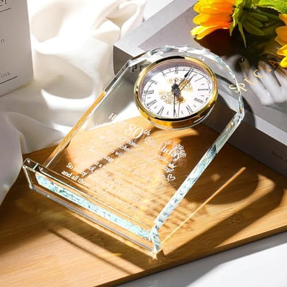 Happy 80th Birthday for Women, Men, Parents, 80 Year Old Glass Quartz Clock | 80th Birthday Gifts for Parents & Grandma, Grandpa, 80 Year Old Birthday Present for Her, Mom, Dad, 80 Year Blessing Keepsake