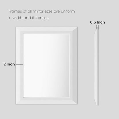 Amorho Bathroom Mirror, 28x36 Inch White Thick Metal Framed Wall Mirrors - Image 7