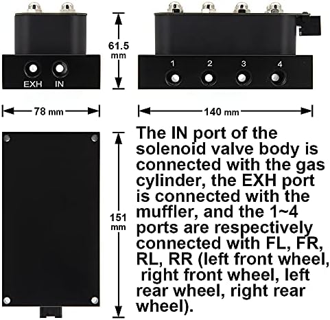 12V Air Ride Suspension Manifold Kit with 8 Air Ride Solenoid Valves