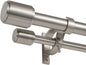 Double Curtain Rods Brushed Nickel, Double Drapery Rod 36-72 Inch, Heavy Duty 1 Inch Front and 5/8 Inch Diameter Back Adjustable Dual Curtain Rod with Cap Finials
