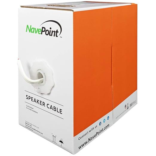 NavePoint 250ft in Wall Audio Speaker Cable Wire CL2 18/2 AWG Gauge 2 Conductor by NavePoint