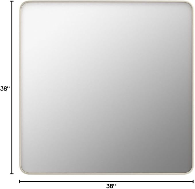 LOAAO 38X38 Inch Brushed Nickel Bathroom Mirror, Rounded Rectangle Silver Metal - Image 9