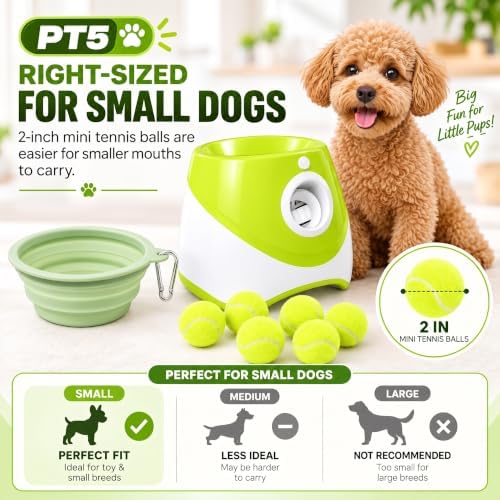 pt5 automatic dog ball launcher for small dogs, side view