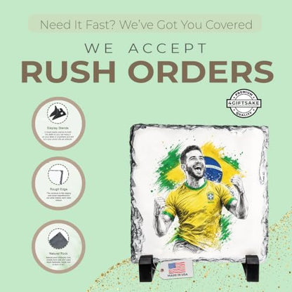 Personalized Soccer Sketch Rock Slate Plaque – Custom Photo to Sketch Soccer Gifts Custom Kids Adult Soccer Ball Gifts for Boys Men Women Birthday Gift Football Square Stone Frame