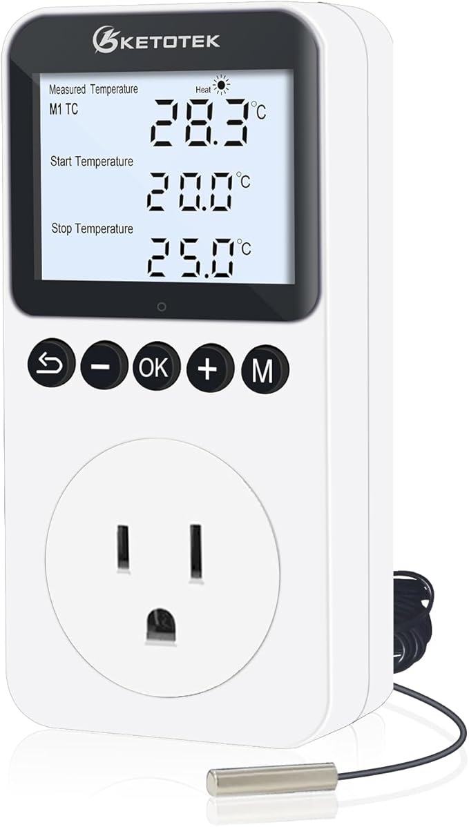 KETOTEK Plug in Thermostat Timer Temperature Controller Outlet by KETOTEK