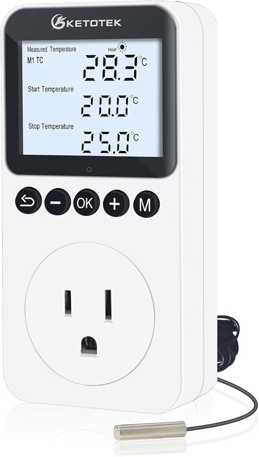 KETOTEK Plug in Thermostat Timer Temperature Controller Outlet by KETOTEK