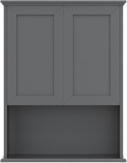 Grey Cabinet Wall Mounted with 2 Doors, Wooden Medicine Cabinet with Adjustable - Image 5