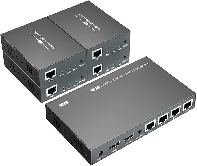 150m HDMI Splitter Extender 1x4 Transmit Remote 1080P Audio Video Over Cat5e/6 by PWAYTEK