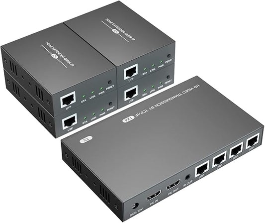 150m HDMI Splitter Extender 1x4 Transmit Remote 1080P Audio Video Over Cat5e/6 by PWAYTEK