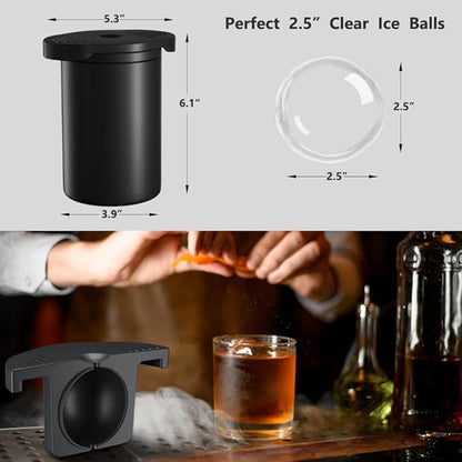 TINANA Clear Ice Ball Maker, 2.5” Clear Ice Cube Tray Make 1 Large Sphere Ice - Image 3
