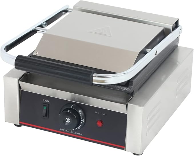 Commercial Panini Press With Grooved Grill Sandwich Maker Machine Electric - Image 2