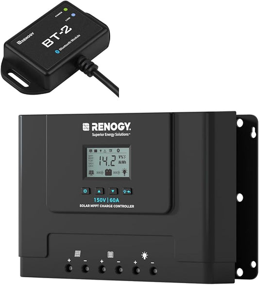 Rover Lite 60A MPPT Solar Charge Controller + BT-2 Smart Monitor by RENOGYREGO