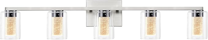 SADENICEL 5 Light Bathroom Light Fixtures, Brushed Nickel Vanity Lights Crystal - Image 9