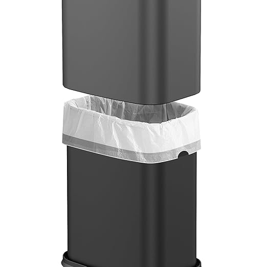 2.6 Gal Black Bathroom Trash Can, Metal Waste Baskets - Image 3
