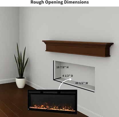Touchstone Smart Electric Fireplace-The Fury 50" Wide- 4.5" Thin in Wall - Image 3