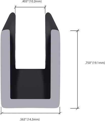 Brixwell SDCD38BL-CCP48 Black 3/8" Fixed Panel Shower Door Deep U-Channel - Image 3