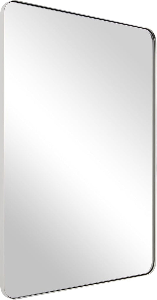 ANDY STAR Chrome Mirror for Bathroom, Rectangular Stainless Steel Rounded by ANDYSTAR