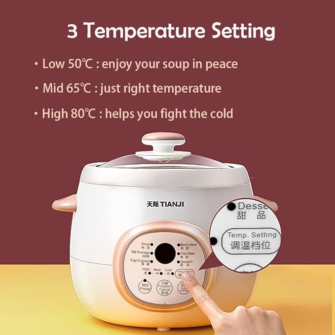 Electric Stew Pot, Ceramic Soup Porridge Cooker, Slow Cookers - Image 4