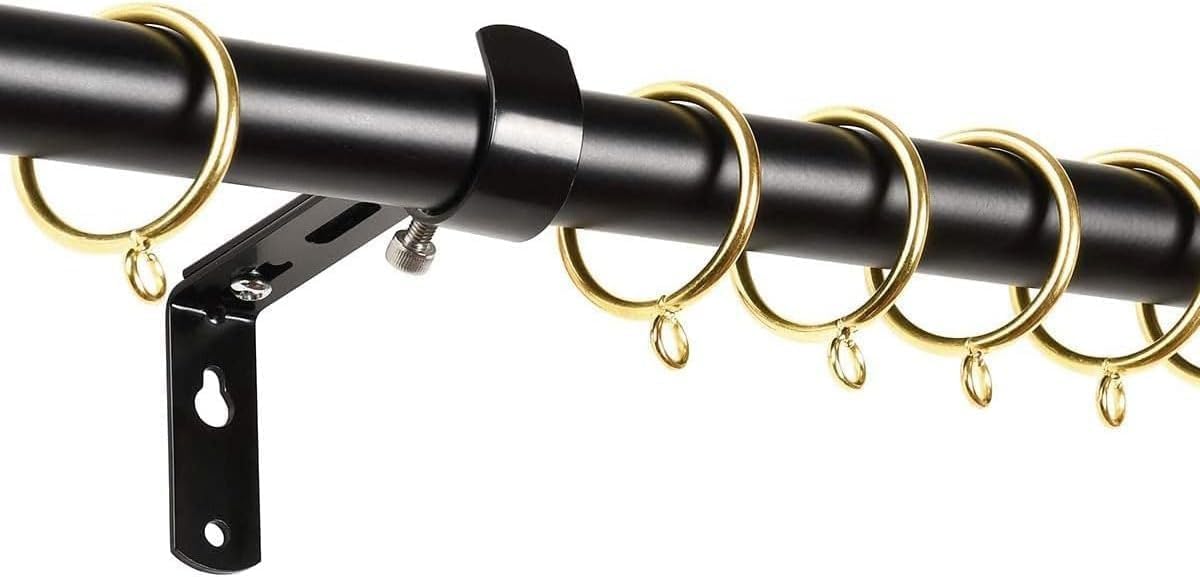 24Pcs 1.5-Inch Inner Diameter Metal Curtain Rings with Eyelets,Fits Up to 1 1/4-Inch Rod,4 mm Diameter Wire (Gold-24pcs)