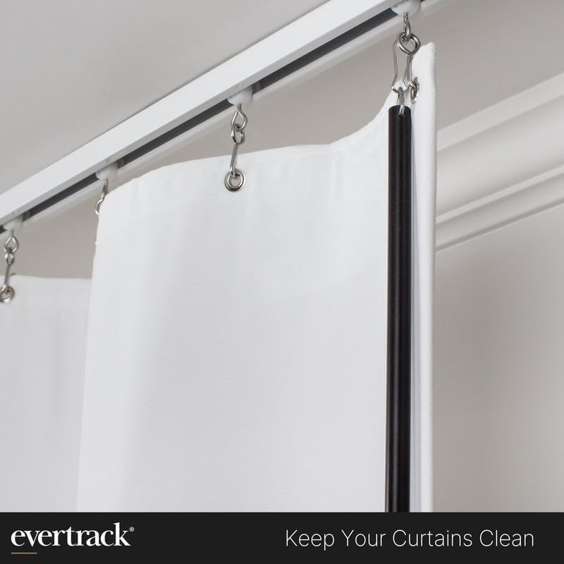 Curtain Wand - Aluminum Curtain and Drapery Pull Rod with Stainless Steel Hardware for Curtains, Draperies, and Room Divider Curtains - 48 Inches, Metallic Black - Pack of 2