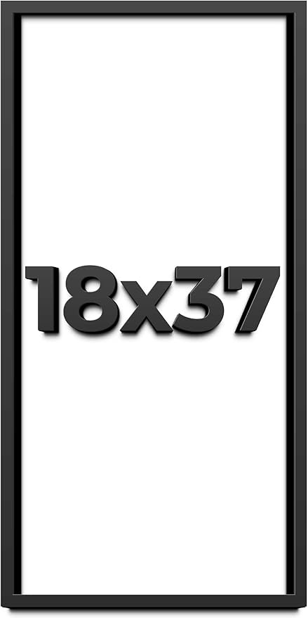 18x37 Shadow Box Frame Black | 1 Inch Deep Solid Wood Shadowbox Display Frame | by CustomPictureFrames