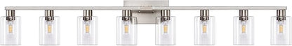 8-Light Brushed Nickel Vanity Light Fixtures, Modern Large Bathroom Light - Image 7