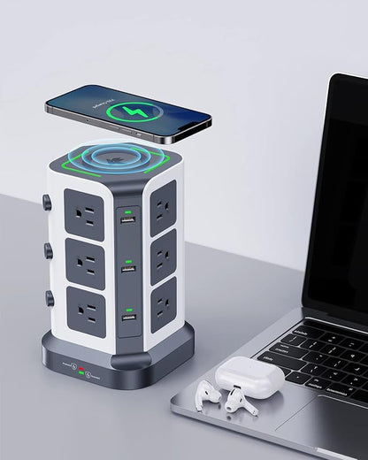 KOOSLA Power Strip Tower, Wireless Charger Surge Protector - Image 3