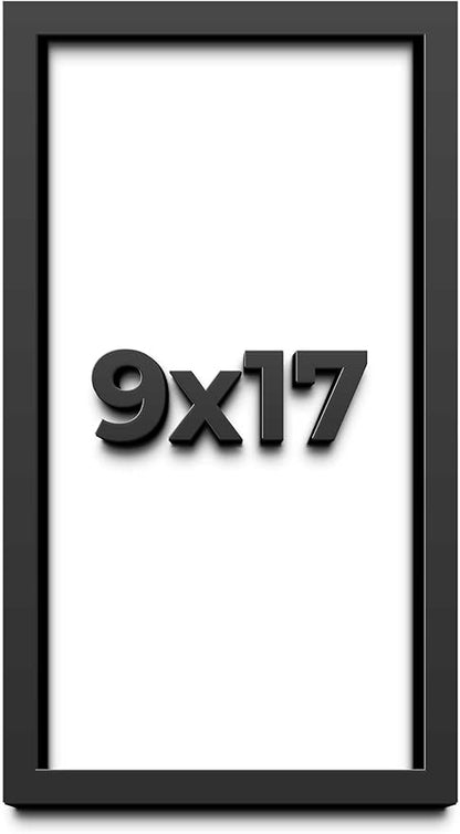 9x17 Shadow Box Frame Black | 1 Inch Deep Solid Wood Shadowbox Display Frame | by CustomPictureFrames