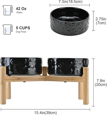 SPUNKYJUNKY Elevated Dog Bowls Ceramic, 7.3'' Dogs Food Water Bowls Raised - 42 - Image 2