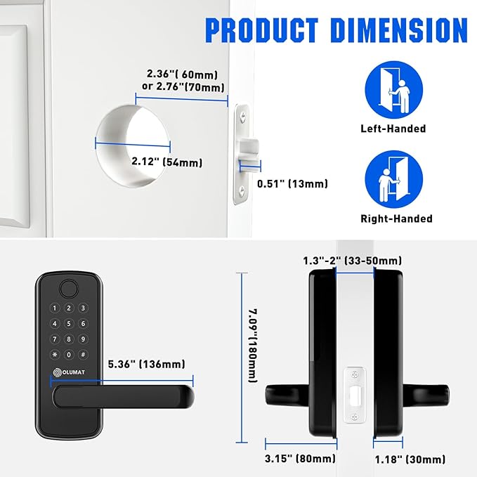 Smart Door Lock with WiFi Gateway, Keyless Entry Door Lock with Handle - Image 7