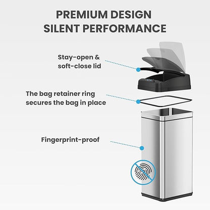 iTouchless 13 Gallon Kitchen Trash Can - Image 6