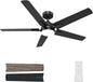 SODSEA Ceiling Fans with Lights, 52 Inch Black Ceiling Fan with Light and by SODSEA