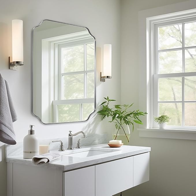 ANDY STAR Chrome Bathroom Mirror, 22x30 Inch Polished Chrome Rectangle Mirror - Image 7