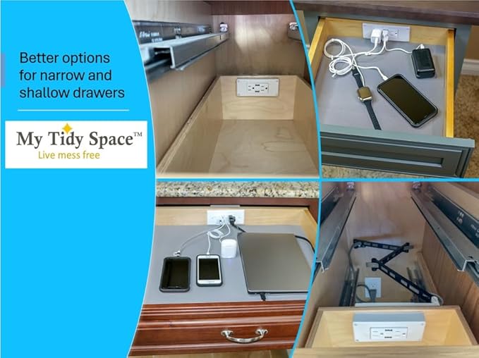 My Tidy Space PD30W USB-C 15 Amp Compact Drawer Docking Station Outlet Plugs - Image 3