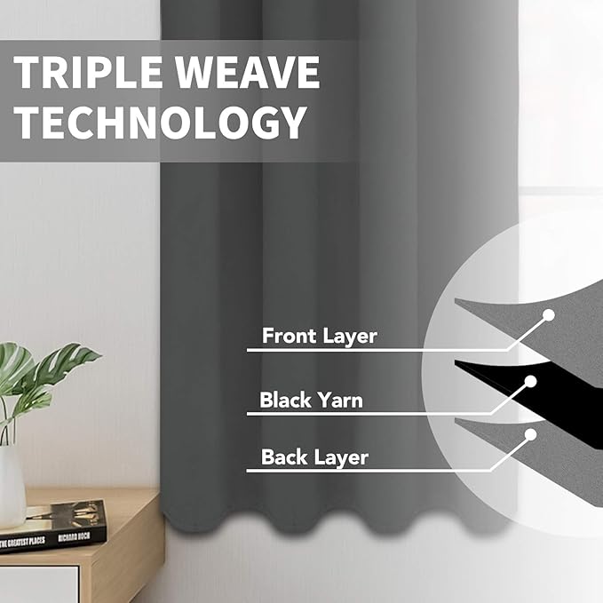Easy-Going Blackout Curtains for Bedroom, Solid Thermal Insulated Grommet and - Image 3