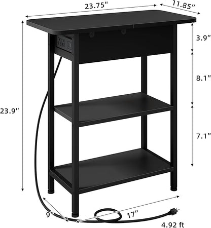 LIDYUK End Table with Charging Station, Flip Top Side Table with USB Ports and - Image 3