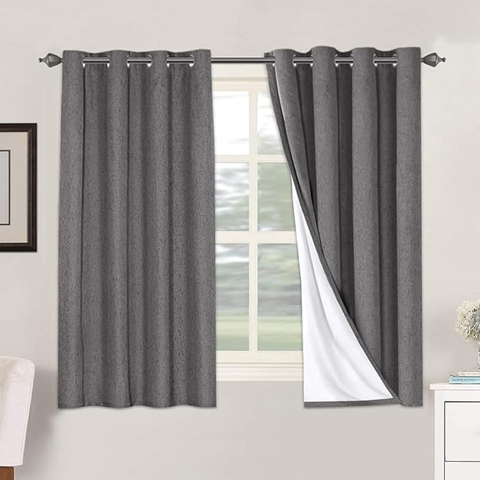 H.VERSAILTEX Linen Blackout Curtains 54 Inches Long 100% Absolutely Blackout by HVERSAILTEX