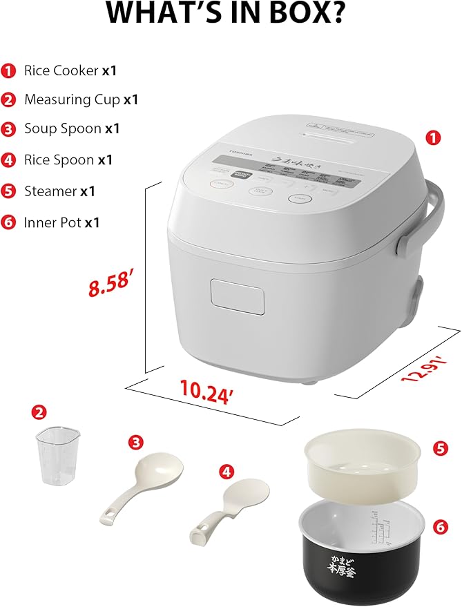 TOSHIBA OriginTaste Rice Cooker 5.5-Cup Uncooked, Fuzzy Logic, 15-in-1 Functions - Image 10