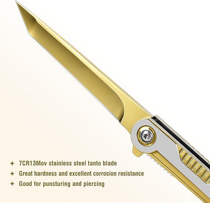 Cool Pocket Knife Gifts for Men, EDC Tanto Blade Folding Knives - Image 2