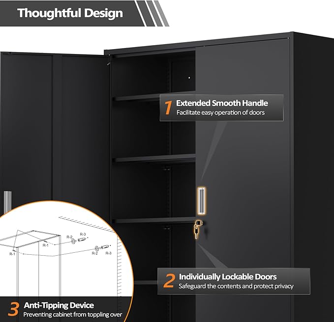 VINGLI Large Metal Storage Cabinet - Image 6