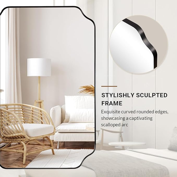 ANDY STAR 30x48 Inch Large Mirror, Matte Black Rectangle Mirror - Image 9