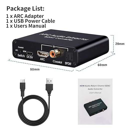 HDMI ARC Audio Extractor 192KHz Digital to Analog Audio Converter HDMI ARC - Image 7