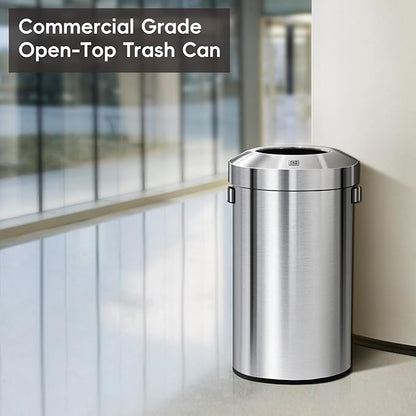 EKO 16-Gallon Round Stainless Steel Open Top Trash Can, Large Commercial Waste - Image 2