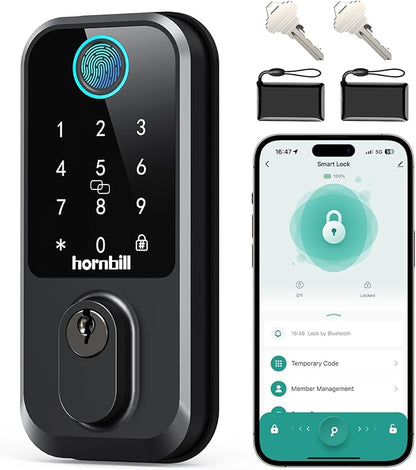 Keyless Entry WiFi Smart Lock, Hornbill Fingerprint Smart Deadbolt by hornbill