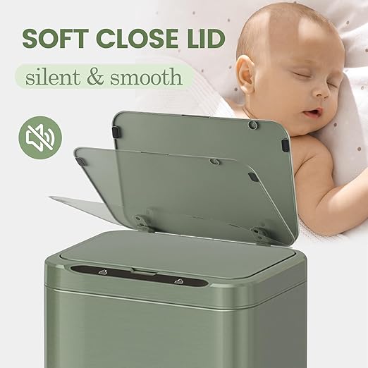 ELPHECO Stainless Steel Office Trash Can Motion Sensor Garbage Can Touchless - Image 3